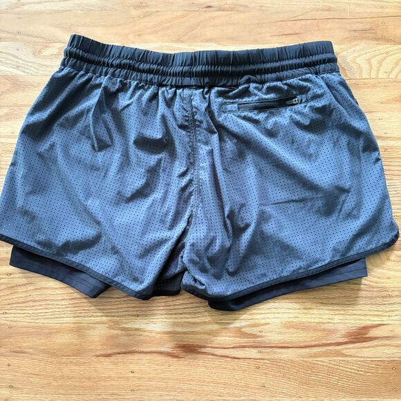 VUORI Grey Black Running Workout Lined Shorts Mens Size Large w/ Zipper Pocket - Picture 7 of 10